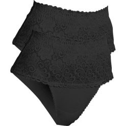 Figi wyszczuplające (2 pary w opak.) bonprix czarny. Czarne majtki damskie wyszczuplające bonprix, w koronkowe wzory, z koronki. Za 59,98 zł.