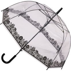 Transparentny parasol "New Poe" w kolorze czarnym. Czarne parasole marki Blooming Brollies, bez wzorów. W wyprzedaży za 59,95 zł.