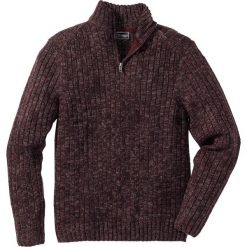 Sweter melanżowy ze stójką bonprix bordowy melanż. Czerwone swetry męskie bonprix, s, bez wzorów, z dzianiny, ze stójką, bez kaptura. Za 89,99 zł.