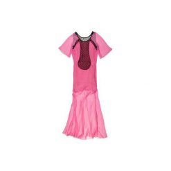 Jedwabna suknia z koronkowymi plecami. Różowe sukienki damskie marki Diamond dust, s, bez wzorów, z elastanu, bez kołnierzyka, bez rękawów. Za 1300,00 zł.
