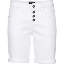 Bermudy ze stretchem bonprix biały. Białe szorty damskie bonprix. Za 84,99 zł.