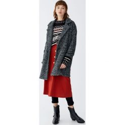 Dwurzędowy melanżowy płaszcz. Szare płaszcze damskie Pull&Bear, bez wzorów. Za 199,00 zł.
