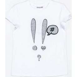 Coccodrillo - T-shirt dziecięcy 110-146 cm. Białe bluzki dziewczęce COCCODRILLO, z nadrukiem, z dzianiny, z okrągłym kołnierzem, z krótkim rękawem, krótkie, bez kaptura. Za 35,90 zł.