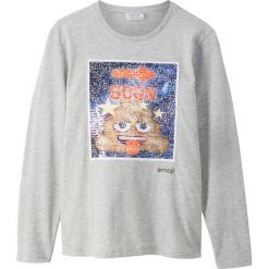 Shirt "EMOJI" z długim rękawem i odwracanymi cekinami bonprix jasnoszary melanż. Szare koszule chłopięce bonprix, bez wzorów, bez kołnierzyka, z długim rękawem, długie. Za 54,99 zł.