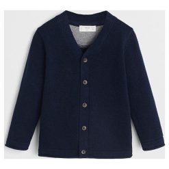 Mango Kids - Kardigan dziecięcy Nicki5 80-104 cm. Niebieskie swetry chłopięce Mango Kids, bez wzorów, z bawełny, bez kaptura. Za 59,90 zł.