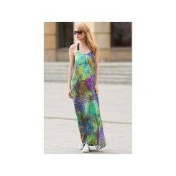 Sukienka maxi Blue Lagun. Niebieskie sukienki damskie CANDY FLOSS, bez wzorów, z bawełny, boho, bez kołnierzyka, bez rękawów, maxi, trapezowe. Za 350,00 zł.
