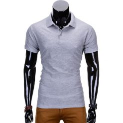 Koszulka męska polo bez nadruku S715 - szara. Szare koszulki męskie Ombre Clothing, s, z nadrukiem, z materiału, klasyczne, bez rękawów. Za 19,00 zł.