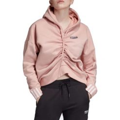 Adidas Ruched Hoodie EC0782. Różowe bluzy damskie Adidas, bez wzorów, z bawełny, bez rękawów, bez kaptura. W wyprzedaży za 199,99 zł.