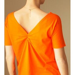 Pomarańczowa dwustronna bluzka S-XL. Brązowe bluzki damskie Pakamera, s, z bawełny, z dekoltem w łódkę. Za 65,00 zł.