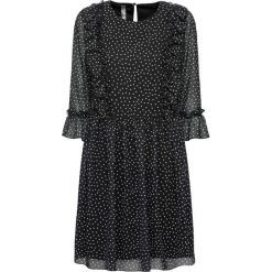 Sukienka bonprix czarno-biały w kropki. Czarne sukienki damskie bonprix, bez wzorów, bez kołnierzyka, z krótkim rękawem, krótkie, mini. Za 149,99 zł.