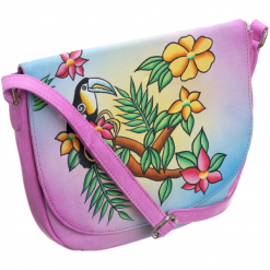 Piękna torebka folk ręcznie malowana skóra handmade. Torebki klasyczne damskie Merg Selection, w paski, z tkaniny, klasyczne, na ramię, bez dodatków. Za 225,90 zł.