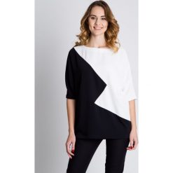 Tuniki damskie eleganckie: Czarno-biała tunika typu nietoperz BIALCON