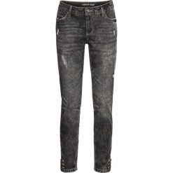 Dżinsy SKINNY z napami bonprix czarny "washed". Czarne jeansy damskie bonprix, z jeansu. Za 109,99 zł.