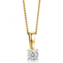 Złoty naszyjnik z zawieszką z diamentem - dł. 45 cm. Żółte naszyjniki damskie REVONI, złote. W wyprzedaży za 646,95 zł.