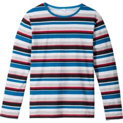 Shirt w paski z długim rękawem bonprix niebiesko-czerwono-jasnoszary. Niebieskie t-shirty chłopięce bonprix, w paski, z długim rękawem. Za 27,99 zł.