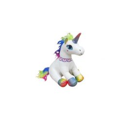 Przytulanki i maskotki: Maskotka siedzący Jednorożec 25 cm – biały (449085B)