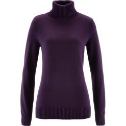Sweter bawełniany z golfem bonprix ciemny lila. Fioletowe swetry damskie bonprix, z bawełny. Za 54,99 zł.