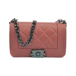 Torebki klasyczne damskie: Skórzana torebka w kolorze ciemnoróżowym – (S)20,5 x (W)13 x (G)6 cm