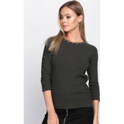 Ciemnozielony Sweter Disunite. Szare bez kategorii Born2be, s, z okrągłym kołnierzem. Za 59,99 zł.