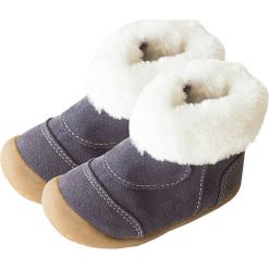 Buciki niemowlęce: Skórzane buty niemowlęce w kolorze szarym