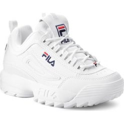 Sneakersy Fila Disruptor Wmn Low 1010302.1FG. Białe półbuty damskie Fila, bez wzorów, bez obcasa, bez zapięcia. W wyprzedaży za 329,00 zł.