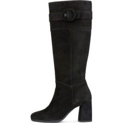 Geox kozaki damskie Calinda D94EGD 00021 39.0 czarny. Czarne kozaki damskie Geox, z materiału, eleganckie, na wysokim obcasie, na zamek. Za 819,00 zł.
