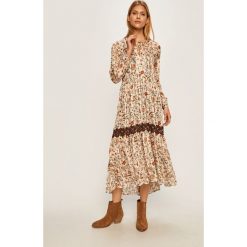 Pepe Jeans - Sukienka Olivia. Sukienki damskie Pepe Jeans, na co dzień, s, w kwiaty, z poliesteru, casualowe, z okrągłym kołnierzem, z długim rękawem, długie, midi, rozkloszowane. Za 439,90 zł.