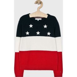 Tommy Hilfiger - Sweter dziecięcy 128-176 cm. Swetry dziewczęce z bawełny, z okrągłym kołnierzem, krótkie. W wyprzedaży za 199,90 zł.