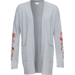 Sweter bez zapięcia z haftem bonprix szary melanż. Szare swetry damskie bonprix, z haftami, bez rękawów, bez kaptura. Za 69,99 zł.