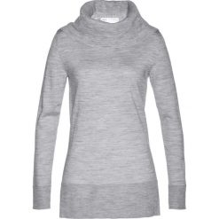 Sweter z szerokim golfem bonprix jasnoszary melanż. Szare swetry damskie marki bonprix, bez wzorów, bez rękawów, bez kaptura. Za 109,99 zł.