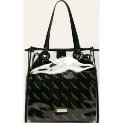 Twinset - Torebka. Czarne torby damskie na zakupy Twinset, w paski, z bawełny, na ramię, duże, bez dodatków. W wyprzedaży za 299,90 zł.