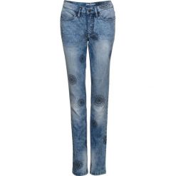 Dżinsy "authentik-stretch" z nadrukiem Classic Fit bonprix niebieski z nadrukiem. Niebieskie jeansy damskie bonprix, z jeansu. Za 89,99 zł.