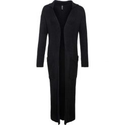 Sweter rozpinany oversize w prążek bonprix czarny. Czarne swetry damskie bonprix, bez wzorów, bez rękawów, bez kaptura. Za 109,99 zł.