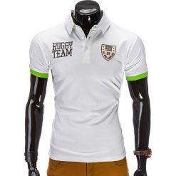 Koszulki polo: KOSZULKA MĘSKA POLO Z NADRUKIEM S514 – BIAŁA