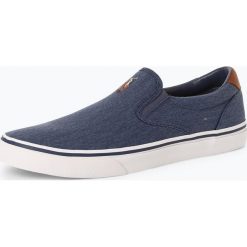 Polo Ralph Lauren - Tenisówki męskie z dodatkiem skóry, niebieski. Niebieskie trampki męskie Polo Ralph Lauren, z haftami, ze skóry, bez zapięcia. Za 349,95 zł.