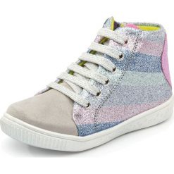 Sneakersy w kolorze błękitno-beżowym. Różowe trampki dziewczęce Agatha Ruiz de la Prada, bez wzorów, na sznurówki. W wyprzedaży za 152,95 zł.