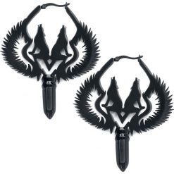 Steel Blackline® Winged Wolves Hoops Pairs Kolczyki czarny. Czarne kolczyki damskie Steel Blackline®. Za 121,90 zł.