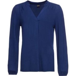 Shirt z długim rękawem bonprix kobaltowy. Niebieskie koszulki damskie bonprix, bez wzorów, z dekoltem w serek, z długim rękawem. Za 54,99 zł.