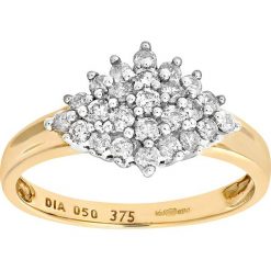 Złoty pierścionek z diamentami. Żółte pierścionki damskie REVONI, z diamentem, złote. W wyprzedaży za 1079,95 zł.
