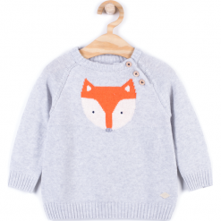 Sweter. Szare swetry chłopięce marki FOX, z bawełny. Za 29,90 zł.