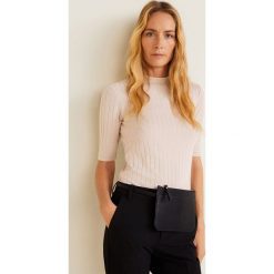 Mango - Top Chantal. Czarne bluzki damskie marki Mango, s, bez wzorów, z elastanu, casualowe, z okrągłym kołnierzem, z krótkim rękawem. Za 69,90 zł.