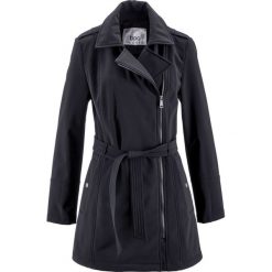 Kurtka softshell "biker" z paskiem bonprix czarny. Czarne kurtki damskie bonprix, bez wzorów, z softshellu, bez kaptura. Za 189,99 zł.