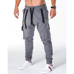 SPODNIE MĘSKIE JOGGERY P716 - SZARE. Szare joggery męskie marki Ombre Clothing, s. Za 74,00 zł.