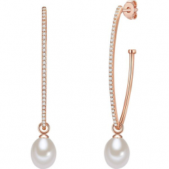 Pozłacane kolczyki-kreole w kolorze białym z cyrkoniami. Białe kolczyki damskie Pearls Special, z cyrkonią, pozłacane. W wyprzedaży za 136,95 zł.