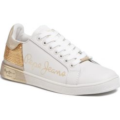 Sneakersy PEPE JEANS - Brompton Sequins PLS30965 Gold 099. Białe półbuty damskie Pepe Jeans, z jeansu. W wyprzedaży za 229,00 zł.