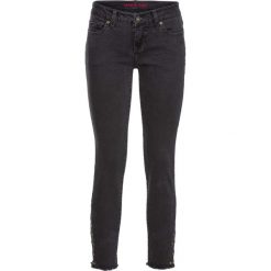 Dżinsy SKINNY z ćwiekami w dolnej części bonprix szary denim. Szare jeansy damskie bonprix, z denimu. Za 79,99 zł.