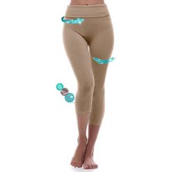 Legginsy modelujące w kolorze beżowym. Brązowe legginsy sportowe damskie Liposlim, m, ze skóry. W wyprzedaży za 107,95 zł.