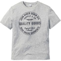 T-shirt bonprix jasnoszary melanż. Szare t-shirty męskie bonprix, m, z nadrukiem, bez kołnierzyka. Za 29,99 zł.
