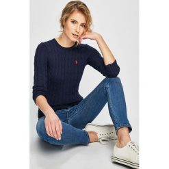 Polo Ralph Lauren - Sweter. Niebieskie swetry klasyczne damskie marki Polo Ralph Lauren, s, z bawełny, z okrągłym kołnierzem. Za 619,90 zł.