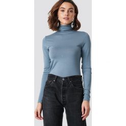 NA-KD Basic Top z golfem - Blue. Niebieskie topy damskie marki NA-KD Basic, bez wzorów, z materiału, z golfem. Za 80,95 zł.